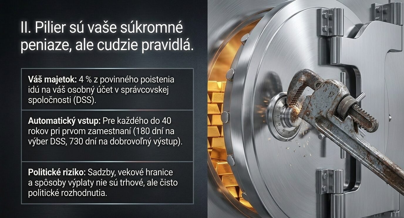 Otvorený trezor plný zlatých tehál, ktorého zámok páči cudzí hasák.