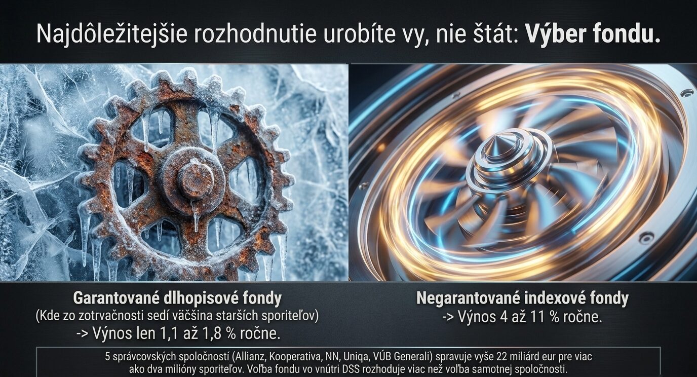 Vedľa seba zamrznuté zhrdzavené ozubené koleso a roztočená svietiaca turbína.